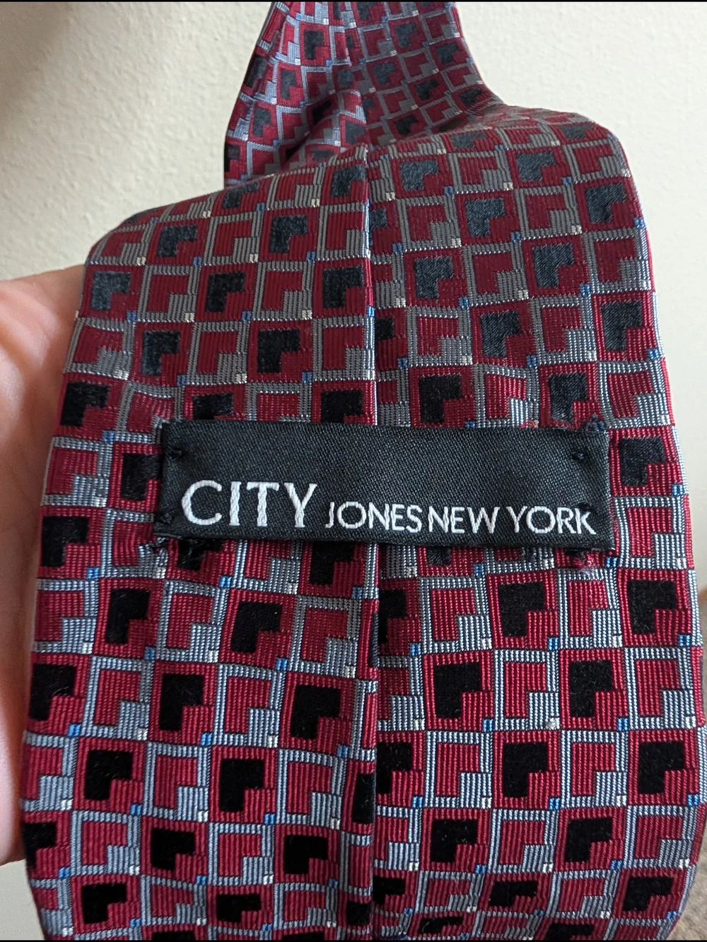 Jones New York Burgundy Geometric Woven Tie